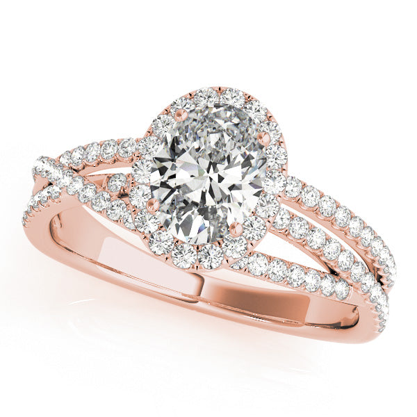 Oval Halo Engagement Interwoven Split Shank Ring Style LY71919 - Lyght Jewelers 10040 W Cheyenne Ave Ste 160 Las Vegas NV 89129