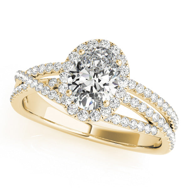 Oval Halo Engagement Interwoven Split Shank Ring Style LY71919 - Lyght Jewelers 10040 W Cheyenne Ave Ste 160 Las Vegas NV 89129