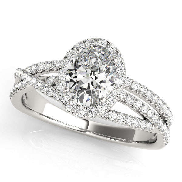 Oval Halo Engagement Interwoven Split Shank Ring Style LY71919 - Lyght Jewelers 10040 W Cheyenne Ave Ste 160 Las Vegas NV 89129