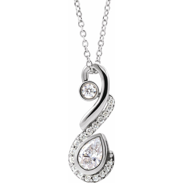 Pear Freeform 14K White 1/2 CTW Diamond 16-18" Necklace