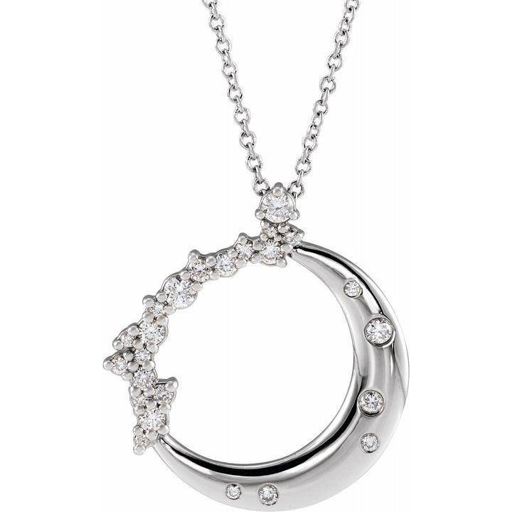 Diamond Crescent Moon 14K White 1/4 CTW 16-18" Necklace