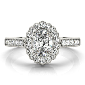 Oval Halo Engagement Floral Vintage Ring Style LY71923 - Lyght Jewelers 10040 W Cheyenne Ave Ste 160 Las Vegas NV 89129