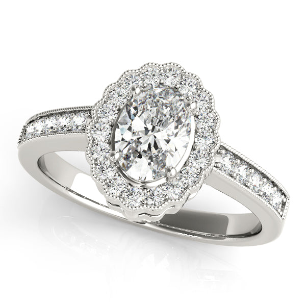 Oval Halo Engagement Floral Vintage Ring Style LY71923 - Lyght Jewelers 10040 W Cheyenne Ave Ste 160 Las Vegas NV 89129