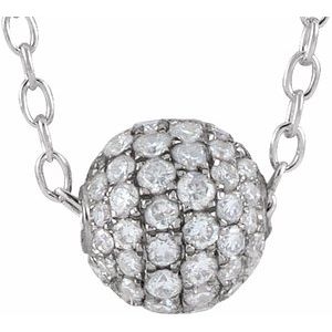 Diamond Pavé 6 mm Ball 14K White 3/8 CTW 16-18" Necklace