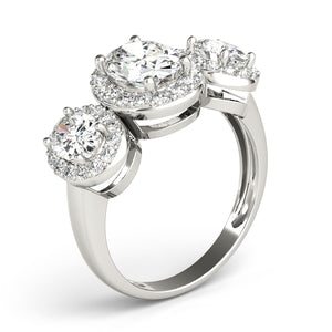 Three Stone Oval Halos Engagement Ring Style LY71928 - Lyght Jewelers 10040 W Cheyenne Ave Ste 160 Las Vegas NV 89129