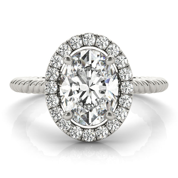 Scalloped Oval Halo Engagement Ring - Spence Diamonds