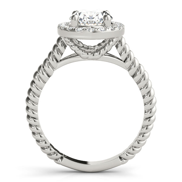 3.06 CTW DEW Cushion Forever One Moissanite Signature Halo Split Shank Engagement  Ring in 14K White Gold | Charles & Colvard