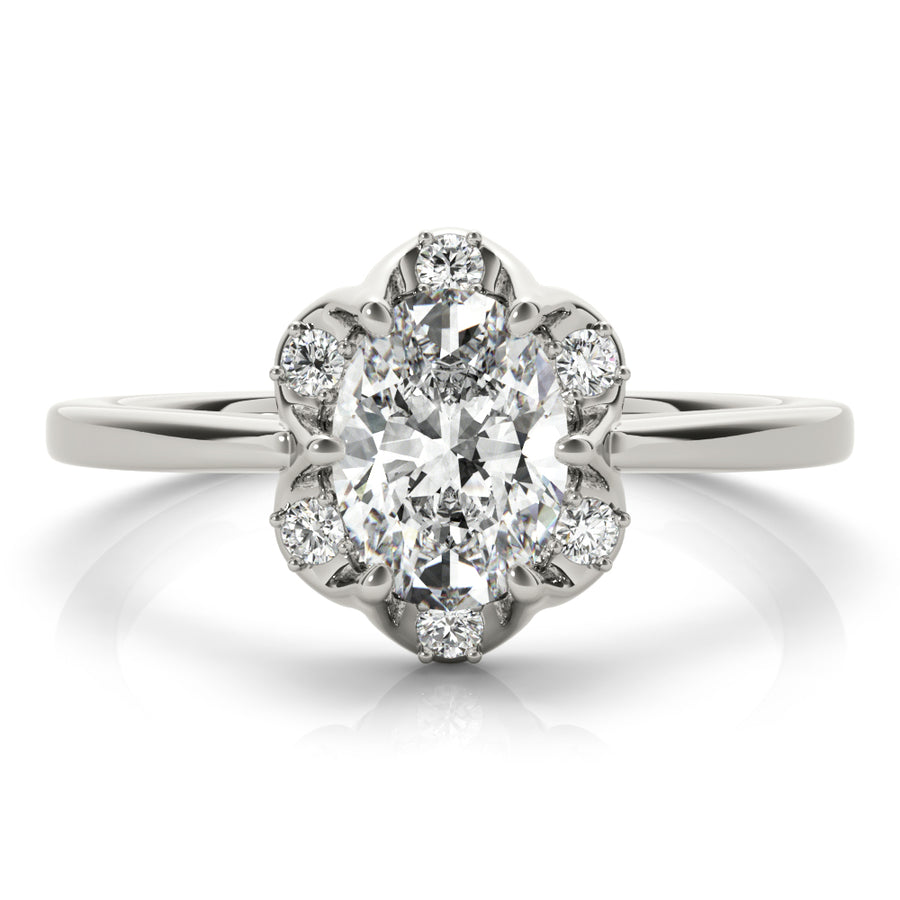 Oval Halo Engagement Floral Vintage Ring Style LY71929 - Lyght Jewelers 10040 W Cheyenne Ave Ste 160 Las Vegas NV 89129