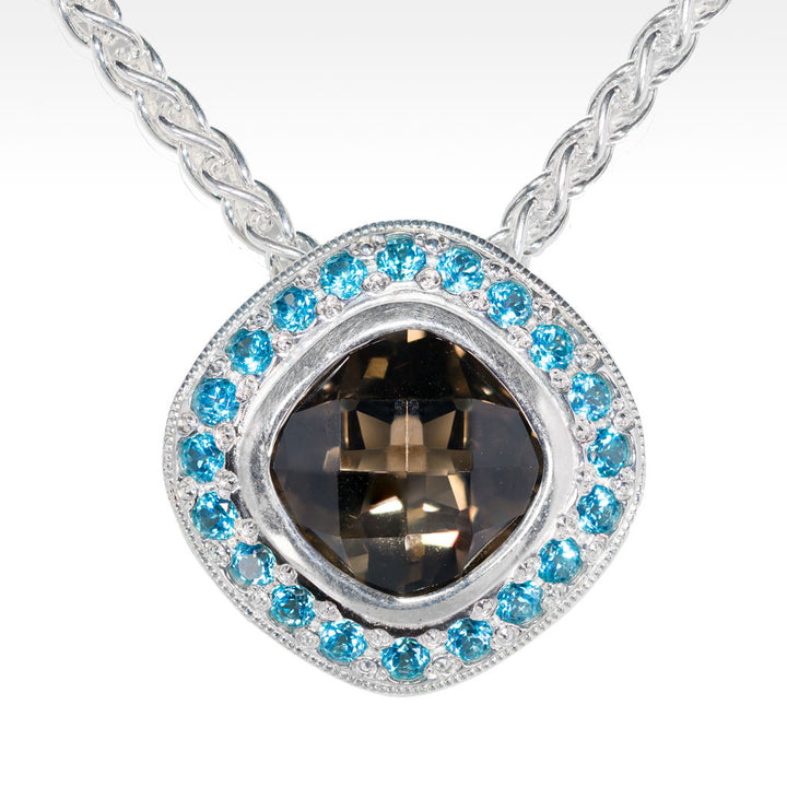 "Allure" White Topaz with Blue Topaz Pendant in Argentium Silver - Lyght Jewelers 10040 W Cheyenne Ave Ste 160 Las Vegas NV 89129