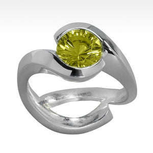 "Cradle" Lemon Quartz Ring set in Argentium Silver - Lyght Jewelers 10040 W Cheyenne Ave Ste 160 Las Vegas NV 89129