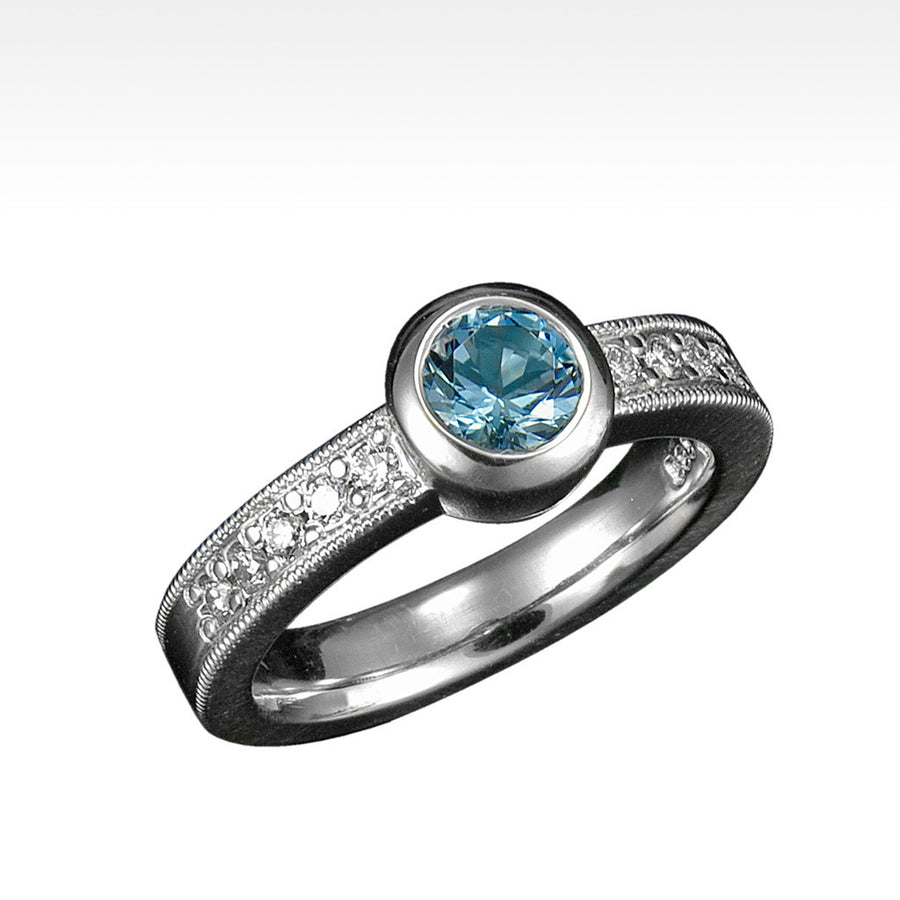 "Endeavor" Aquamarine Ring with Ideal Cut Diamonds in 14K White Gold - Lyght Jewelers 10040 W Cheyenne Ave Ste 160 Las Vegas NV 89129