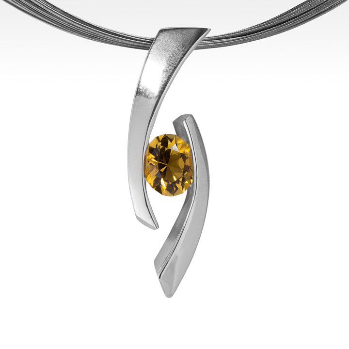 "Eye of Horus" Oval Citrine in Argentium Silver with Chain - Lyght Jewelers 10040 W Cheyenne Ave Ste 160 Las Vegas NV 89129