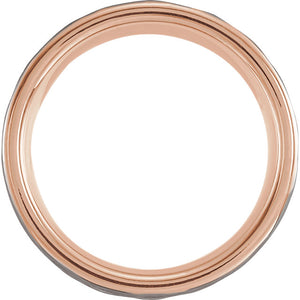 Flat Edge Hammered Tungsten 8mm Band Rose Gold and Grey Finish - Lyght Jewelers 10040 W Cheyenne Ave Ste 160 Las Vegas NV 89129