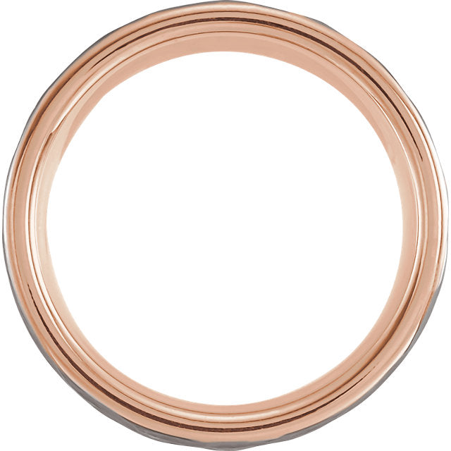 Flat Edge Hammered Tungsten 8mm Band Rose Gold and Grey Finish - Lyght Jewelers 10040 W Cheyenne Ave Ste 160 Las Vegas NV 89129