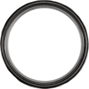 Grooved Flat Edge Black Titanium 8mm Band Hammered Finish - Lyght Jewelers 10040 W Cheyenne Ave Ste 160 Las Vegas NV 89129