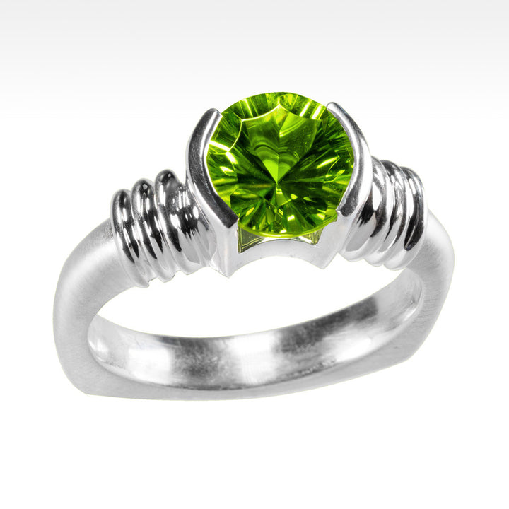 "LBD Evolved" Burmese Peridot Ring in Argentium Silver - Lyght Jewelers 10040 W Cheyenne Ave Ste 160 Las Vegas NV 89129