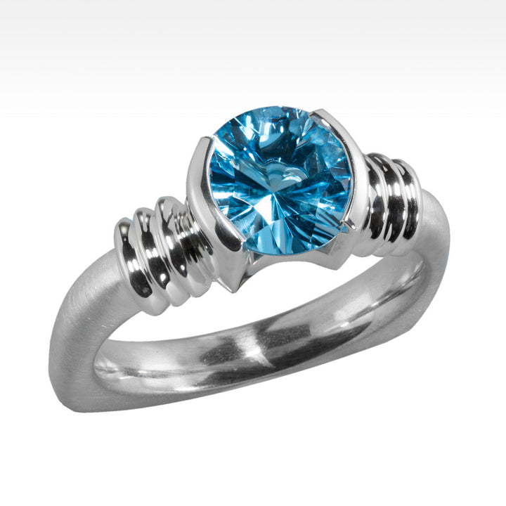 "LBD Evolved" Electric Blue Topaz Ring in Argentium Silver - Lyght Jewelers 10040 W Cheyenne Ave Ste 160 Las Vegas NV 89129