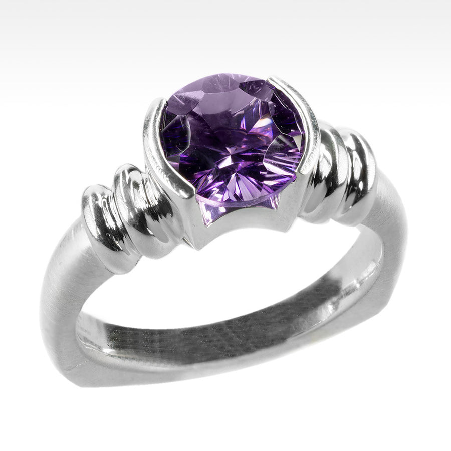 "Little Black Dress" Arizona Amethyst Ring in Argentium Silver - Lyght Jewelers 10040 W Cheyenne Ave Ste 160 Las Vegas NV 89129