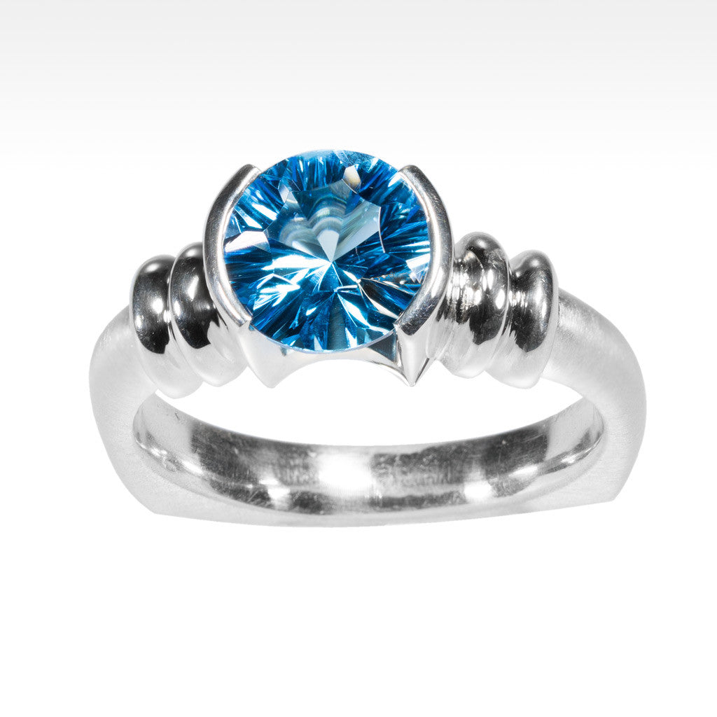 Little Black Dress Electric Blue Topaz Ring in Argentium Silver