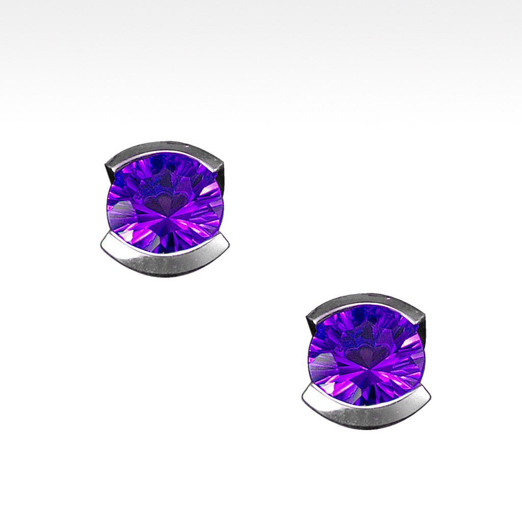 Little Black Dress Semi-Bezel Set Amethyst Earrings in Argentium Silver Little Black Dress Semi-Bezel Set Amethyst Earrings in Argentium Silver