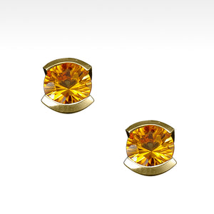 "Little Black Dress" Semi-Bezel Set Citrine Earrings in 14K Yellow Gold - Lyght Jewelers 10040 W Cheyenne Ave Ste 160 Las Vegas NV 89129