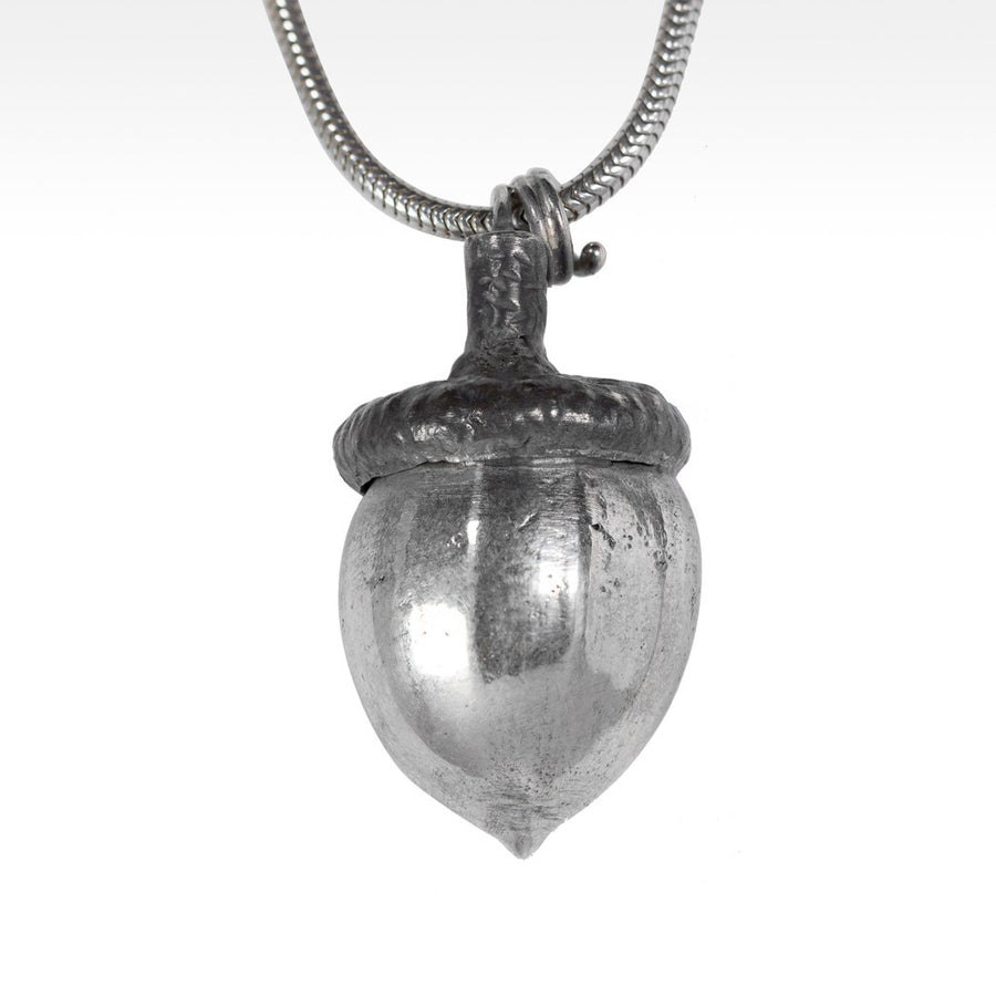 "Lucky" Acorn Pendant in Argentium Silver with Chain - Lyght Jewelers 10040 W Cheyenne Ave Ste 160 Las Vegas NV 89129