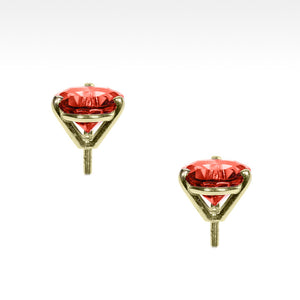 "Martini Time" Bright Red Garnet Earrings in 18K Yellow Gold - Lyght Jewelers 10040 W Cheyenne Ave Ste 160 Las Vegas NV 89129