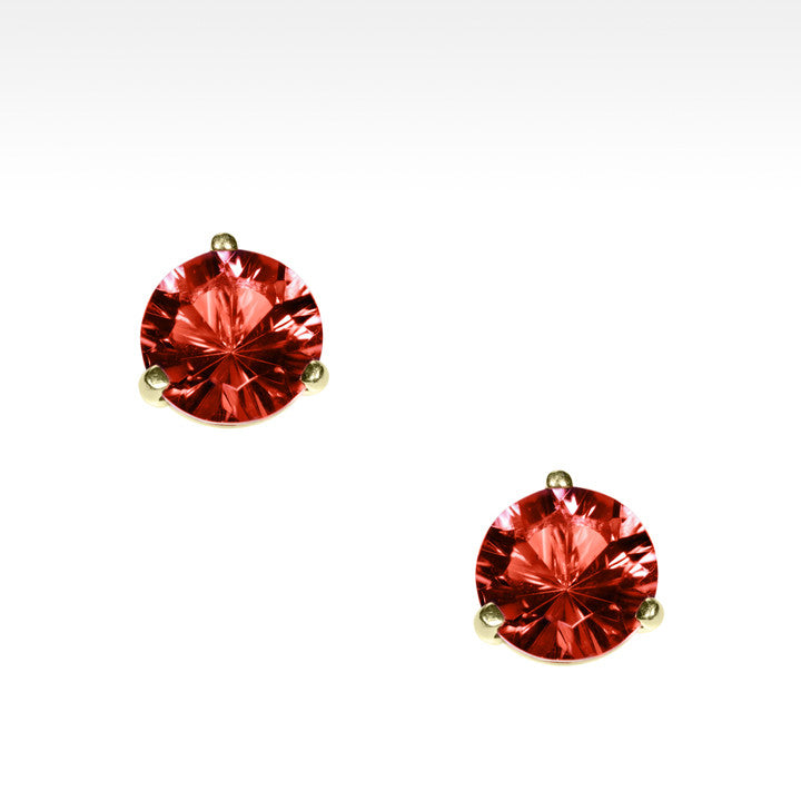 "Martini Time" Bright Red Garnet Earrings in 18K Yellow Gold - Lyght Jewelers 10040 W Cheyenne Ave Ste 160 Las Vegas NV 89129
