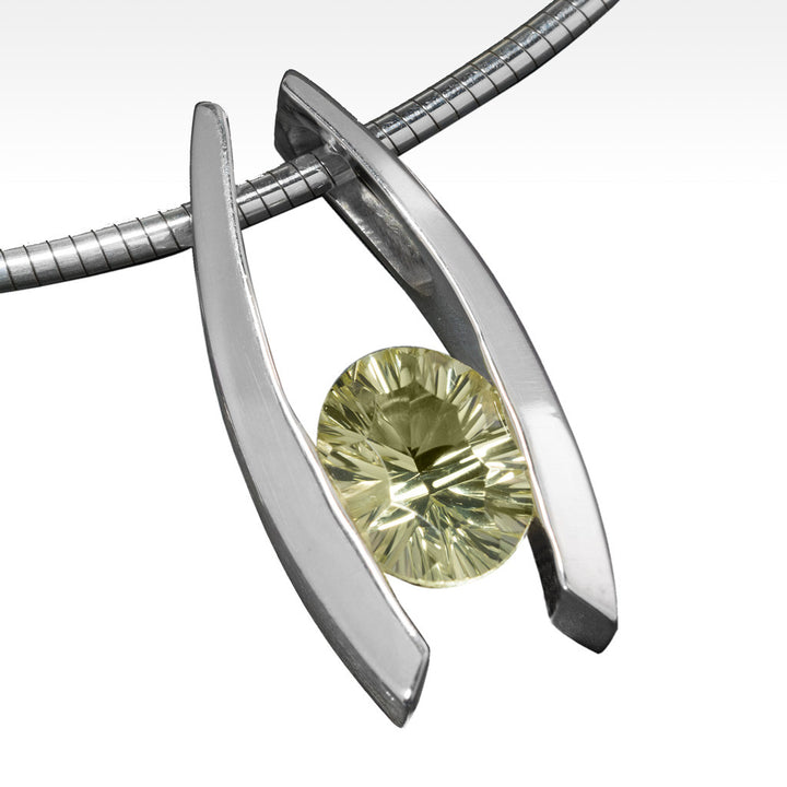 "Niche" Lemon Quartz Pendant in Argentium Silver with Chain - Lyght Jewelers 10040 W Cheyenne Ave Ste 160 Las Vegas NV 89129