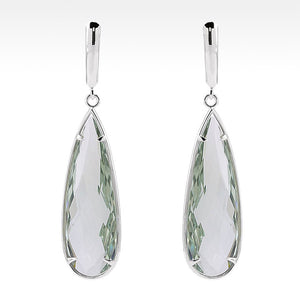 "One Drop"  Cushion Cut Green Quartz Pear Shape Earrings in Sterling Silver - Lyght Jewelers 10040 W Cheyenne Ave Ste 160 Las Vegas NV 89129