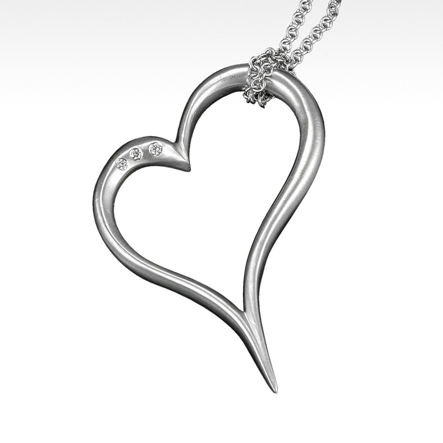 "Open Your Heart" Pendant with Diamonds in 14K White Gold with Chain - Lyght Jewelers 10040 W Cheyenne Ave Ste 160 Las Vegas NV 89129