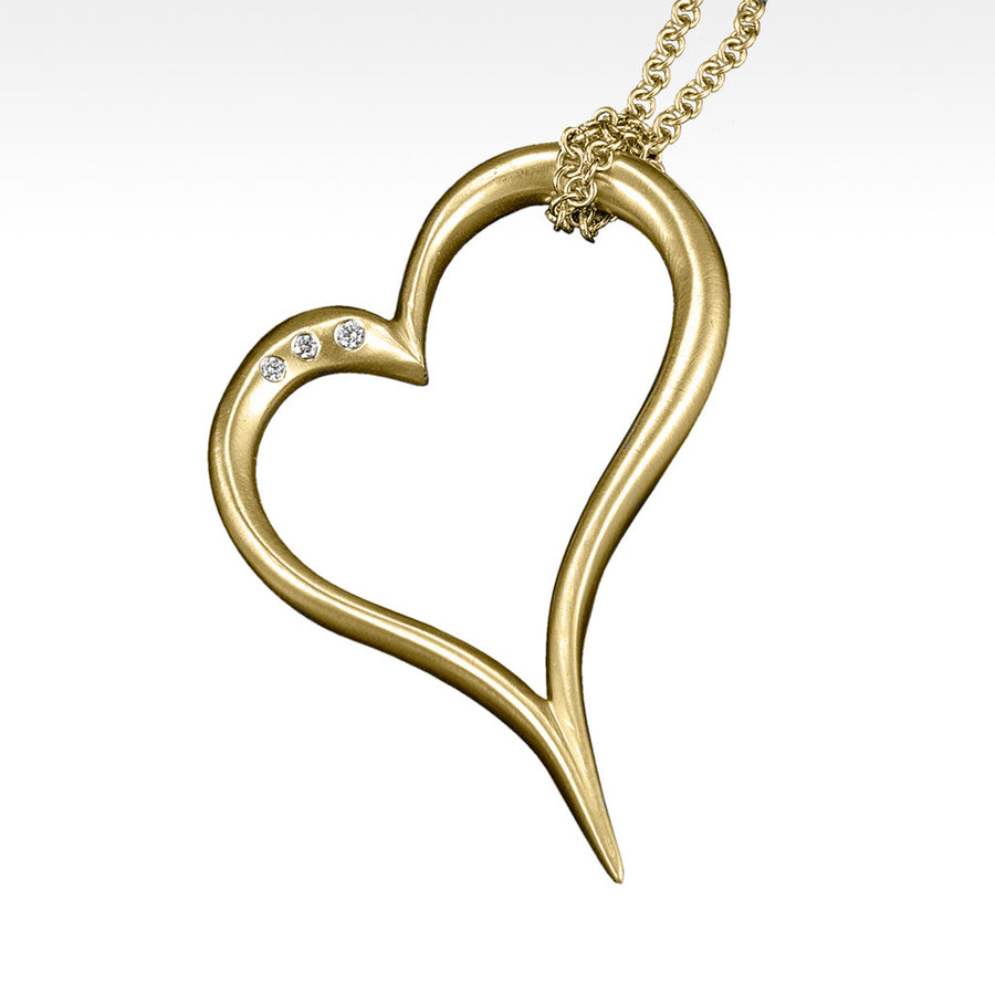 "Open Your Heart" Pendant with Diamonds in 14K Yellow Gold with Chain - Lyght Jewelers 10040 W Cheyenne Ave Ste 160 Las Vegas NV 89129