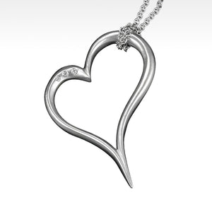 "Open Your Heart" Pendant with Ideal Cut Diamonds in Argentium Silver with Chain - Lyght Jewelers 10040 W Cheyenne Ave Ste 160 Las Vegas NV 89129