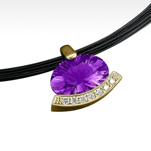 "Poise" Amethyst Pendant with Ideal Cut Diamonds in 14K Yellow Gold and Chain - Lyght Jewelers 10040 W Cheyenne Ave Ste 160 Las Vegas NV 89129