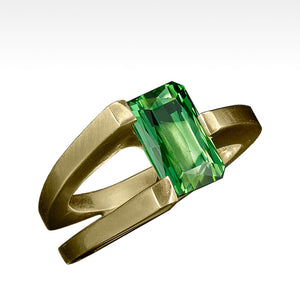 "Reconing" Green Tourmaline Ring in 14K Yellow Gold - Lyght Jewelers 10040 W Cheyenne Ave Ste 160 Las Vegas NV 89129