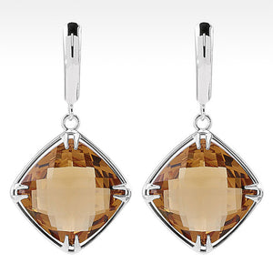 "Tajin" Cushion Cut Honey Quartz Earrings in Sterling Silver - Lyght Jewelers 10040 W Cheyenne Ave Ste 160 Las Vegas NV 89129