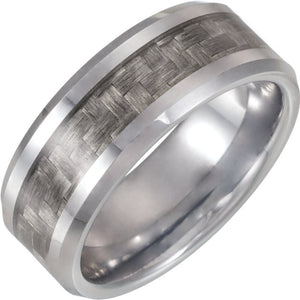 Tungsten with Grey Carbon Fiber Inlay 8mm Band - Lyght Jewelers 10040 W Cheyenne Ave Ste 160 Las Vegas NV 89129