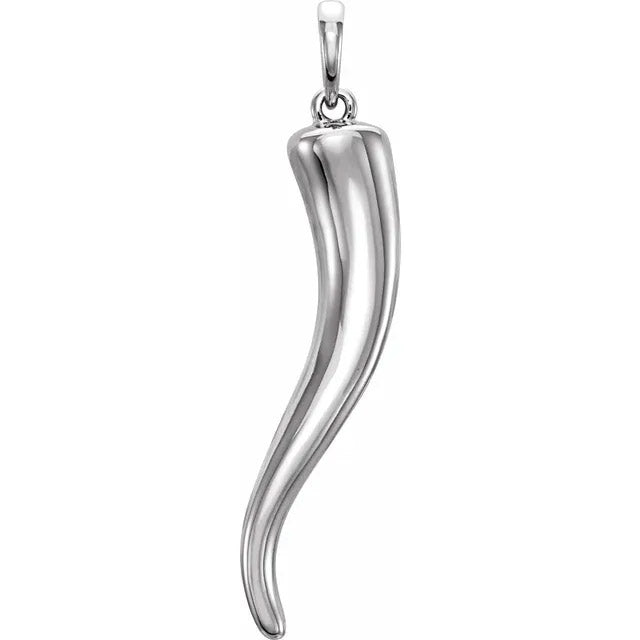 Italian Horn Pendant Sterling Silver 31.5x5.9 mm