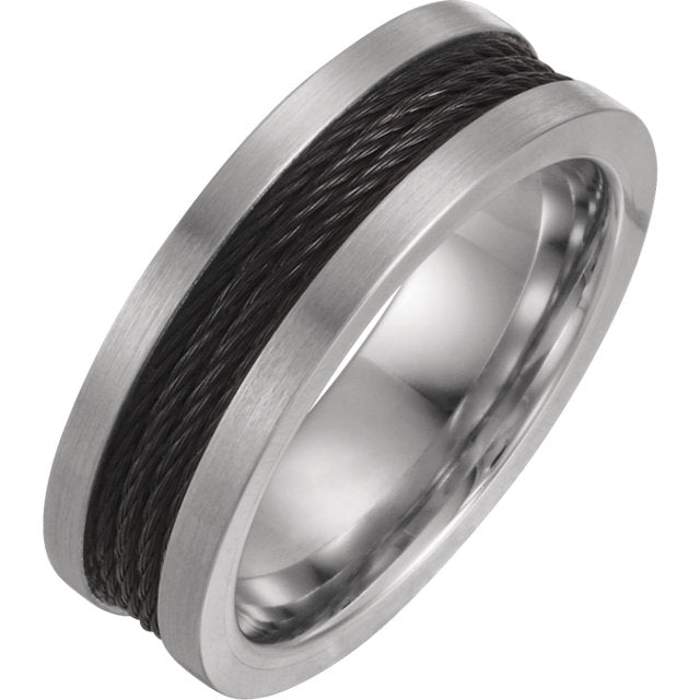 Wired Inspired Cable Inlay Cobalt Round 7mm Band - Lyght Jewelers 10040 W Cheyenne Ave Ste 160 Las Vegas NV 89129