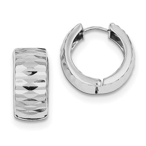 Sterling Silver Polished Diamond Cut 18mm Hinged Hoop Earrings - Lyght Jewelers 10040 W Cheyenne Ave Ste 160 Las Vegas NV 89129